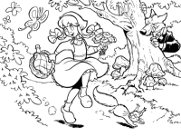A coloring page of fairy tales tree